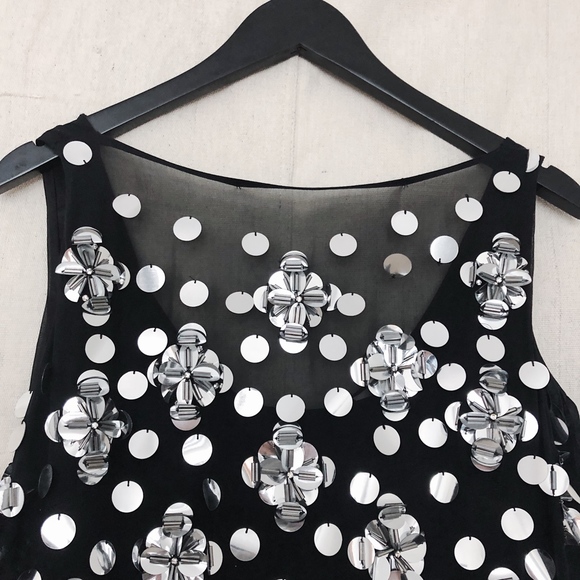 Milly Black Dress w/ Silver Paillette Sequins - Picture 2 of 8